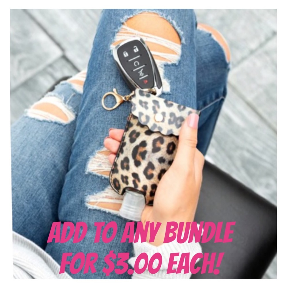 $3 When Bundled ~ Leopard Print Hand Sanitizer Pouch Key Ring NIP